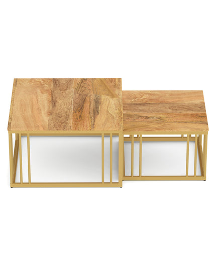 Ideo Artistic PVD Coated Rose Gold Luxury nesting table set of 2 with marble top