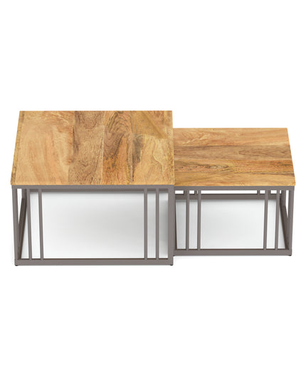 Ideo Artistic PVD Coated Rose Gold Luxury nesting table set of 2 with marble top