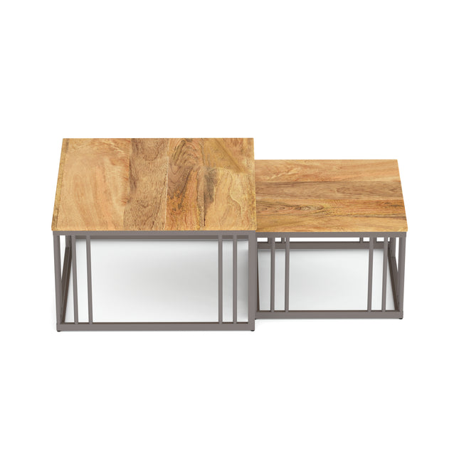 Ideo Artistic PVD Coated Rose Gold Luxury nesting table set of 2 with marble top