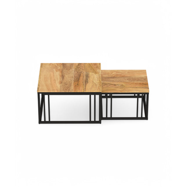 Ideo Artistic PVD Coated Rose Gold Luxury nesting table set of 2 with marble top