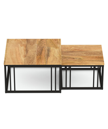 Ideo Artistic PVD Coated Rose Gold Luxury nesting table set of 2 with marble top