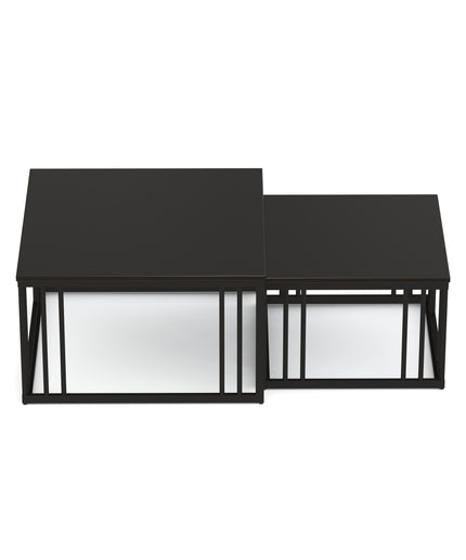 Ideo Artistic PVD Coated Rose Gold Luxury nesting table set of 2 with marble top