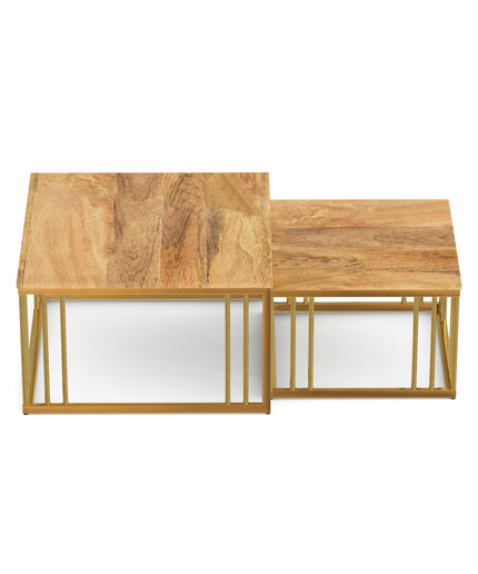 Ideo Artistic PVD Coated Rose Gold Luxury nesting table set of 2 with marble top