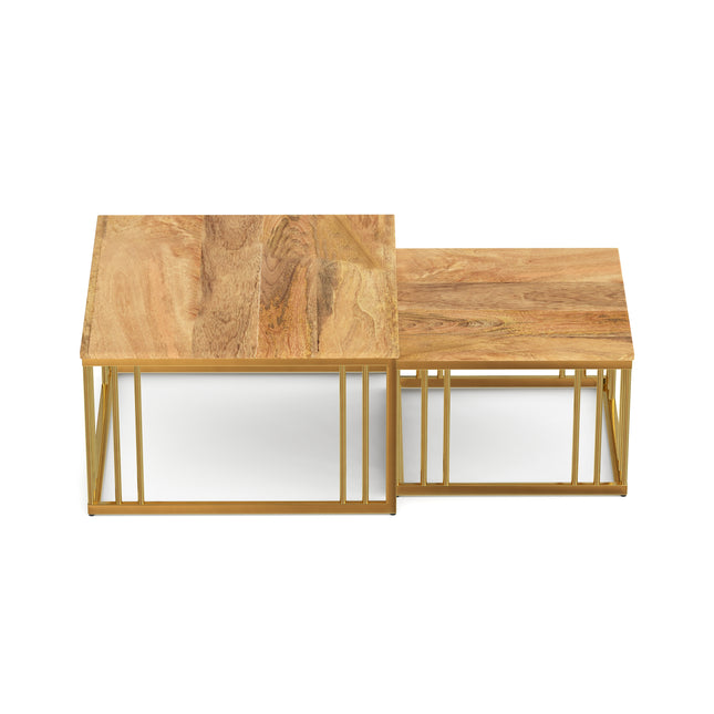 Ideo Artistic PVD Coated Rose Gold Luxury nesting table set of 2 with marble top