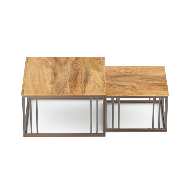 Ideo Artistic PVD Coated Rose Gold Luxury nesting table set of 2 with marble top