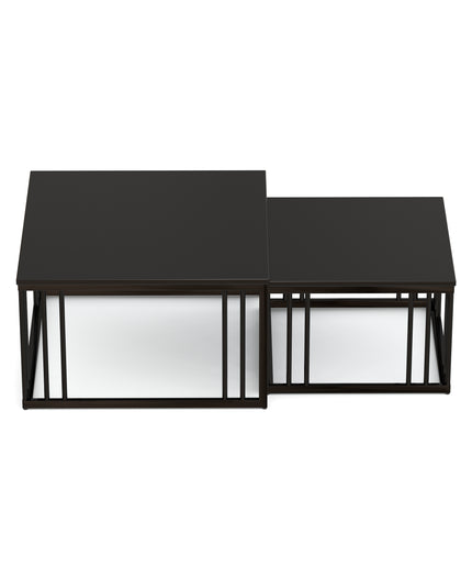 Ideo Artistic PVD Coated Rose Gold Luxury nesting table set of 2 with marble top