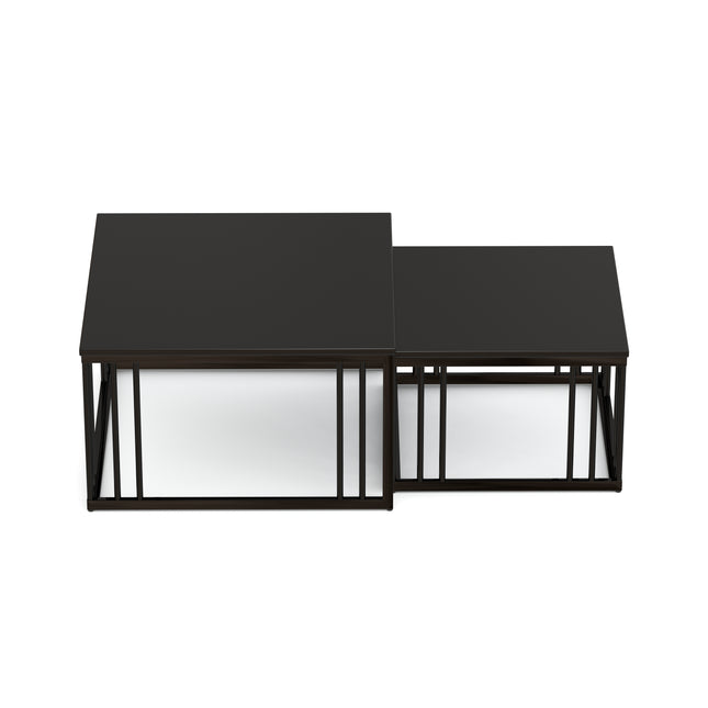 Ideo Artistic PVD Coated Rose Gold Luxury nesting table set of 2 with marble top